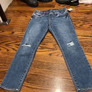 Girls gap denim jagging ankle size 10 regular distressed at the knees brand new